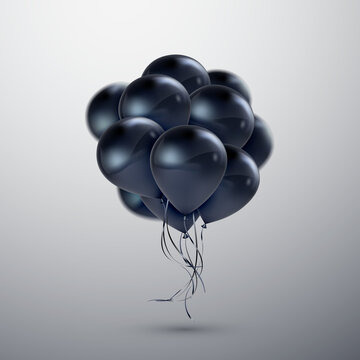 一束黑色气球装饰写实素材