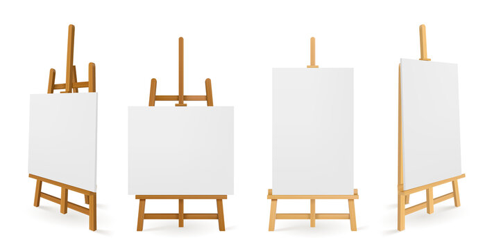 白色帆布木制画架或绘画艺术板素材