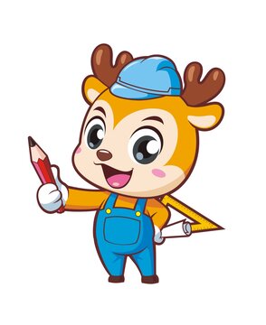 卡通可愛(ài)小鹿裝修工