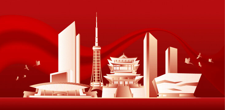 泰州城市周年慶典插畫