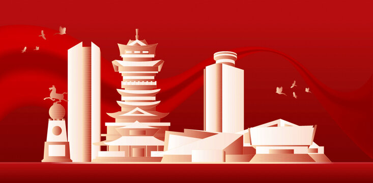 綿陽(yáng)城市周年慶典插畫(huà)