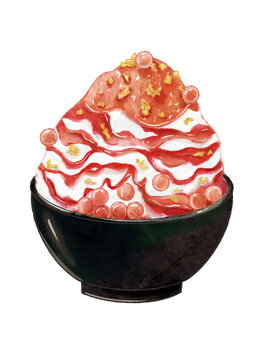 手繪韓國(guó)雪花冰飲品插畫(huà)
