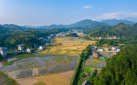 航拍农村山村美丽乡村风光