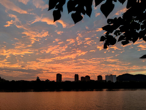 城市天空彩霞