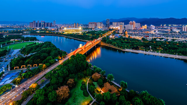 浙江义乌城市夜景风光