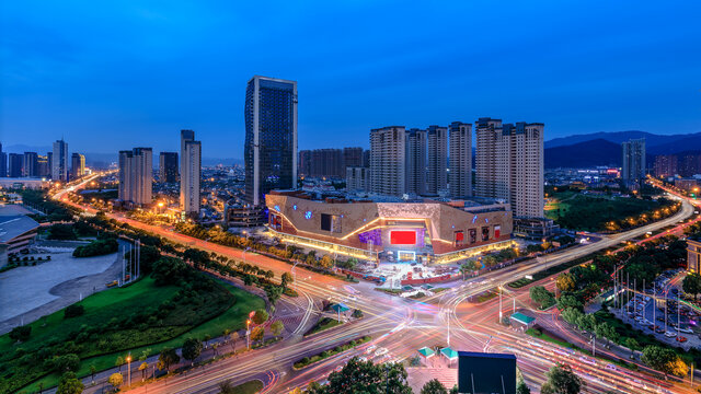 义乌江东城市综合体夜景风光