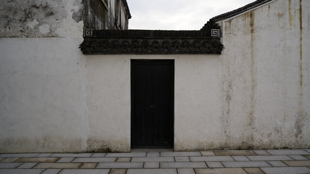 中国古建筑粉墙黛瓦墙面