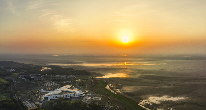 江西吴城大湖池夕阳