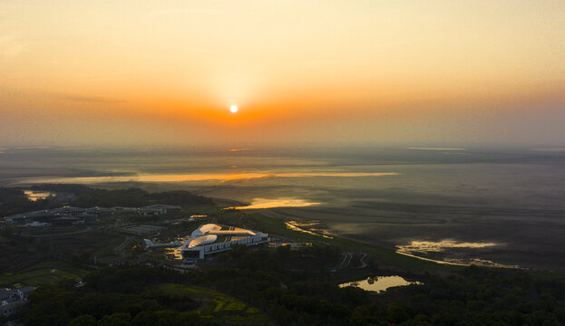 江西吴城大湖池夕阳