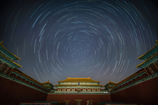 北京故宫午门星轨