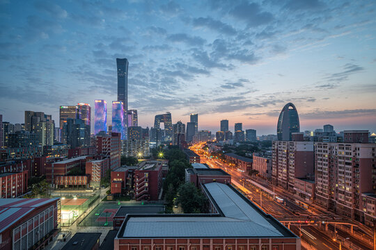 北京国贸cbd地标建筑全景