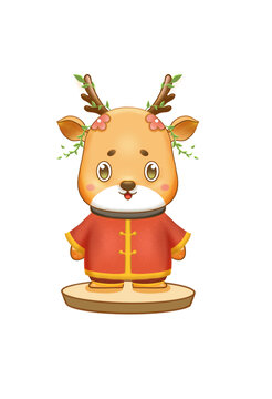 小鹿中國(guó)風(fēng)素材