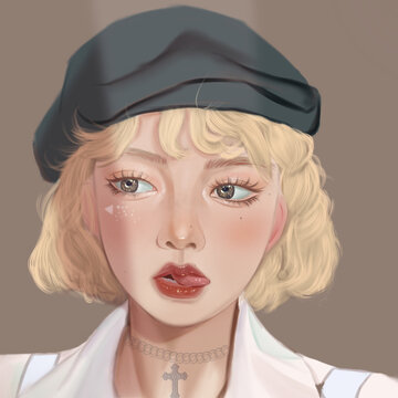插畫俏皮女生頭像