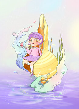 海螺姑娘插畫