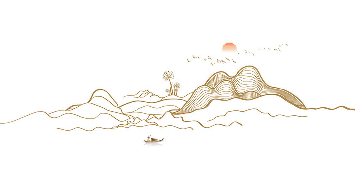矢量線條山