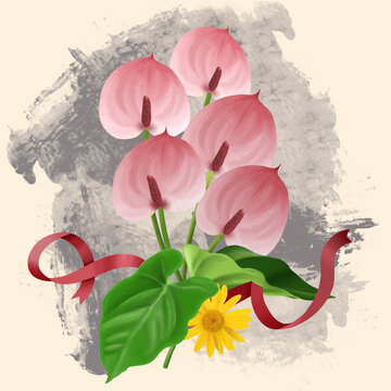 粉掌花卉圖案