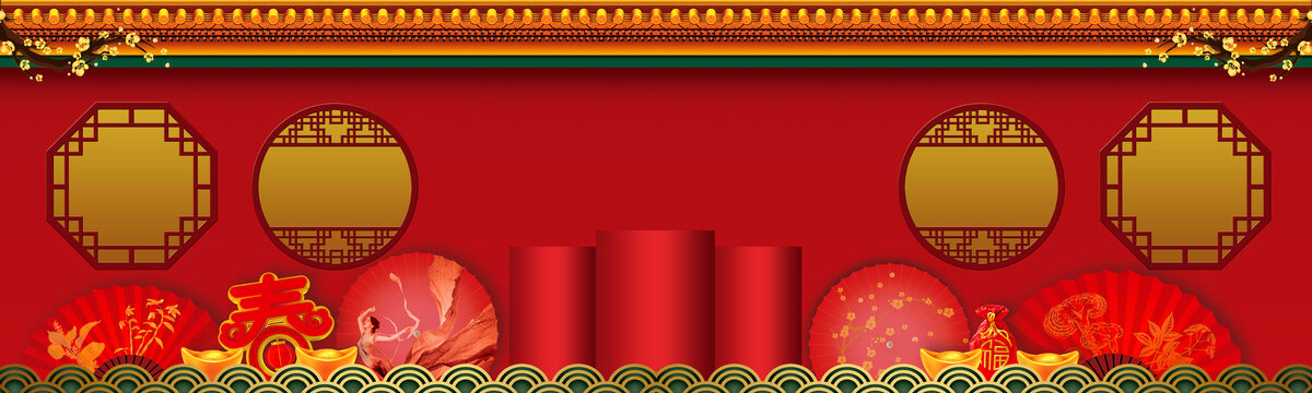 國(guó)風(fēng)背景墻宮墻產(chǎn)品展示區(qū)