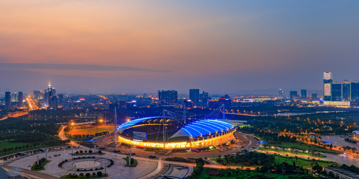 浙江义乌市体育场夜景风光