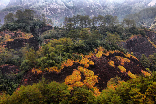 武夷山远眺丹霞地貌