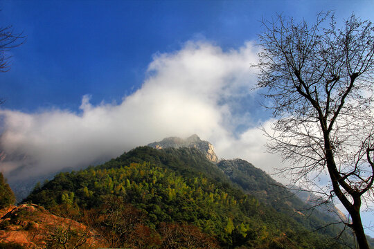 黄山远眺山峰奇峰