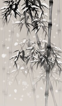 雪竹圖