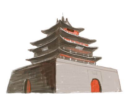 聊城光岳樓地標(biāo)原創(chuàng)插畫(huà)