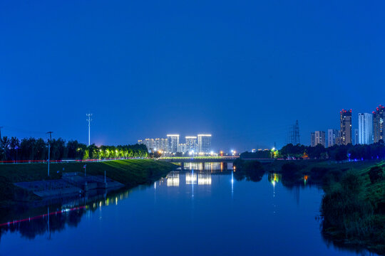 南京市江宁区云台山河夜景