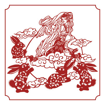 中秋嫦娥剪紙
