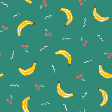 水果香蕉樱桃卡通图案