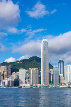 香港中环高楼建筑与太平山风景