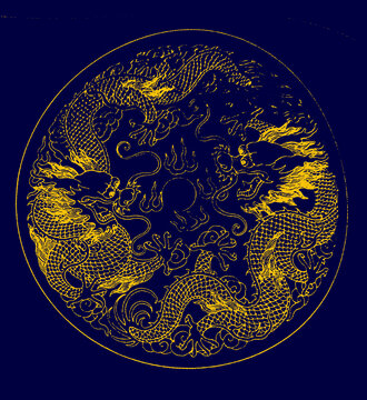 雙龍戲珠底紋