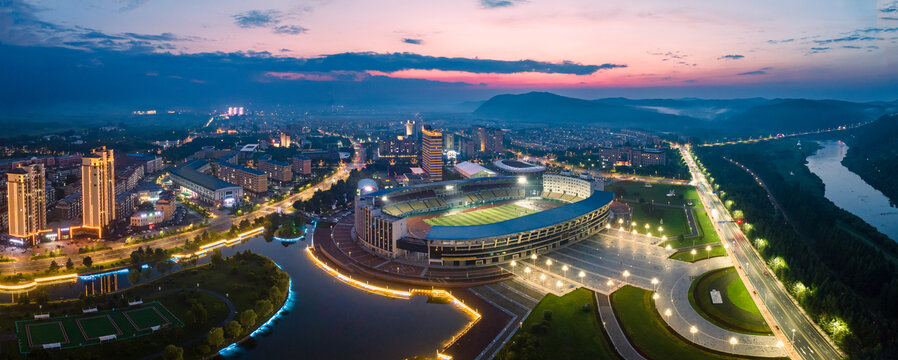 黑龙江伊春城市夜景航拍