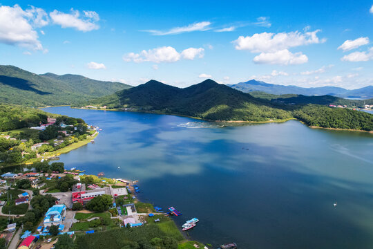 吉林市松花湖夏季自然风光航拍