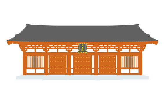 唐風懸山廳堂立面插畫圖