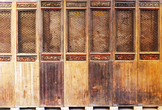 清代隔扇雕花门中式门窗