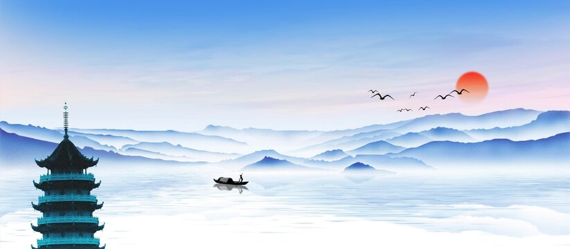 開(kāi)州水墨山水風(fēng)景畫(huà)