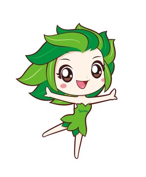 卡通可愛小綠葉精靈