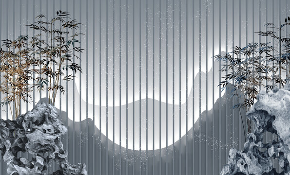 欄柵竹石