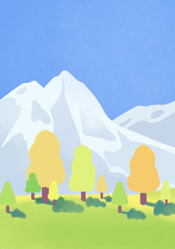 樹(shù)草地和山