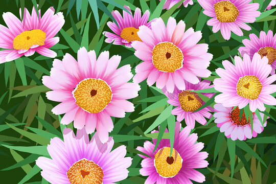 原創(chuàng)綠色花草小碎花印花插畫
