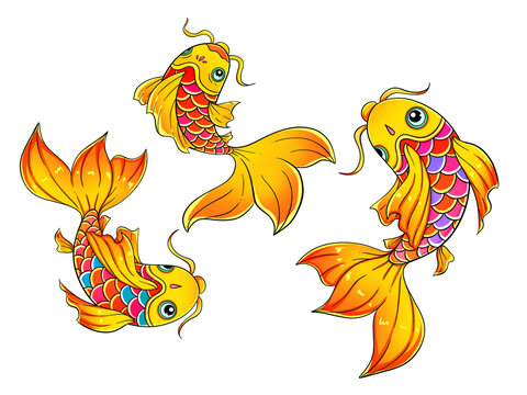 國(guó)潮喜慶可愛(ài)卡通錦鯉魚