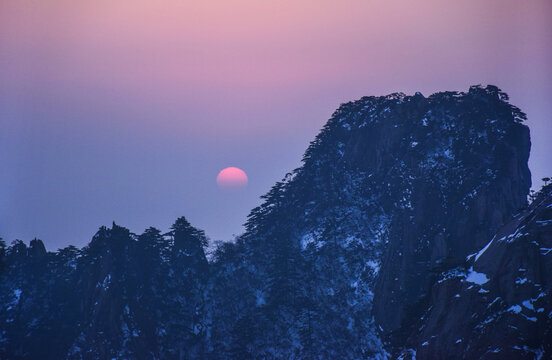 安徽黄山日落美景