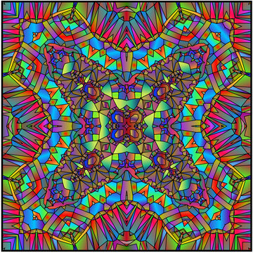 彩色教堂玻璃幾何矢量貼圖