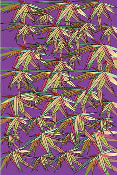 彩色竹叶床单紫底色