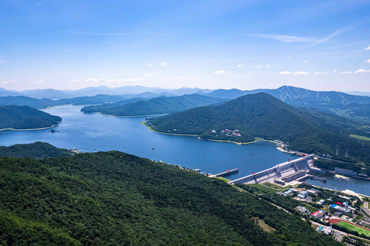 吉林松花湖夏季风光丰满大坝