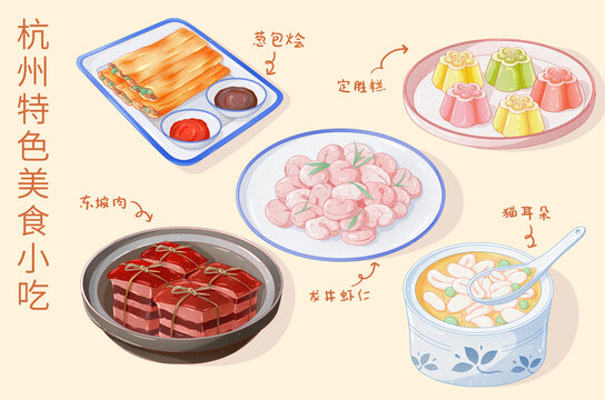 國(guó)潮杭州特色美食小吃圖鑒