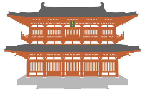 唐風(fēng)藏經(jīng)閣立面插畫圖