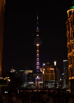 上海外滩夜景瑰丽壮丽弘大场景