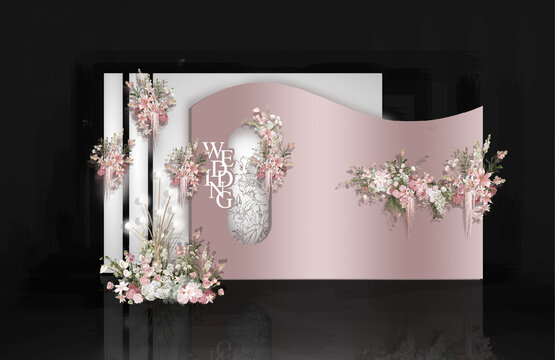 小清新粉白色婚禮迎賓區(qū)