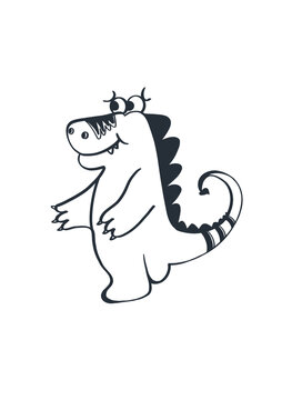 簡約風(fēng)黑白線稿恐龍動物圖案